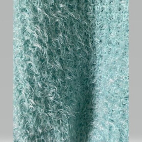 Turquoise Crew Neck Fluffy Sweater - Picture 2 of 3